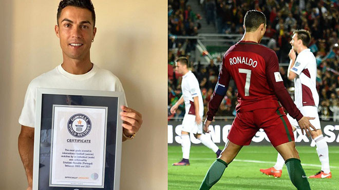 Ghi 111 bàn cho ĐT Bồ Đào Nha, Ronaldo nhận kỷ lục Guinness thứ 10